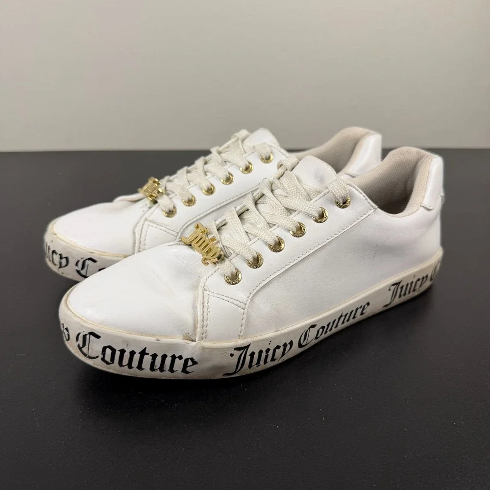 Juicy Couture JC-Chatter Shoes Womens 8M White Low Top Lace-Up Athletic Sneakers